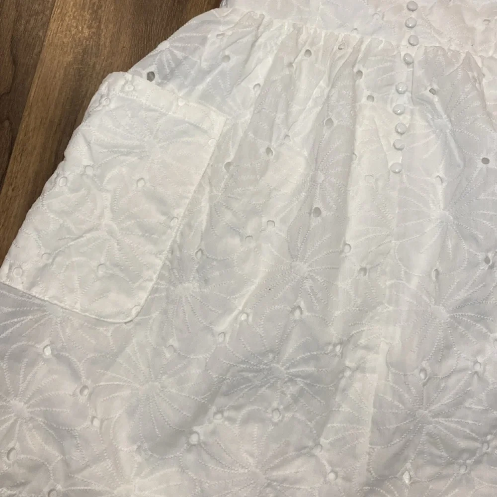 TCEC White Eyelet Halter Mini Women's Dress L - Picture 8 of 11